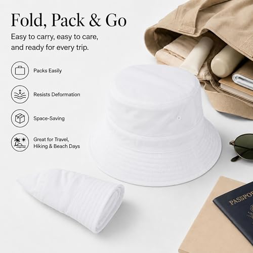 Cotton Bucket Hat Packable Beach Sun Hat for Women Men - color: Black+white