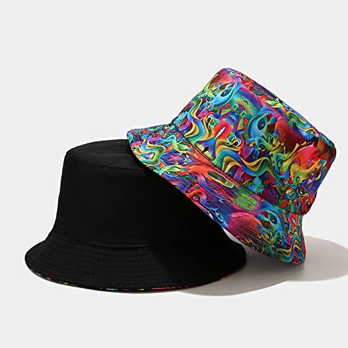 Unisex Print Double-Side-Wear Reversible Bucket Hat - color: Tiger Eye Pattern