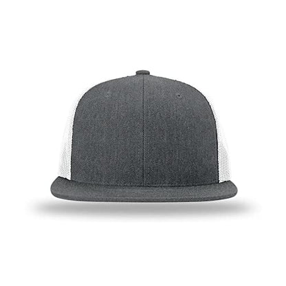 Richardson 511 Wool Blend Flatbill Trucker Snapback Adjustable Cap - color: Heather Charcoal/White