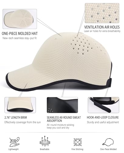 ZOORON Uncrushable Baseball Cap, Seamless Hats with Breathable Air Holes - color: Beige