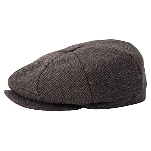 BOTVELA Men's 8 Panel Wool Blend Newsboy Flat Cap - color: Coffee, size: 7 3/8