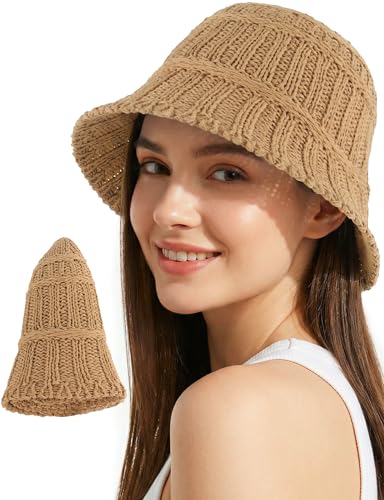 Breathable Cotton Bucket Hat Lightweight Packable Cloche Hat Sun Beach Cap - color: Khaki