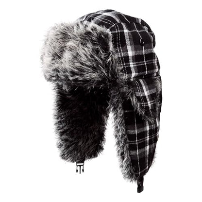 ONWAY Trapper Hat Winter Hats for Women Men with Faux Fur Ear Flaps - color: Blackplaid