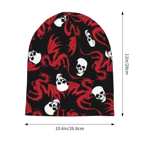 Slouchy Beanie Hat Skull Cap Chemo Headwear Baggy Hats for Men Women Running Cycling - color: Dragon Skull