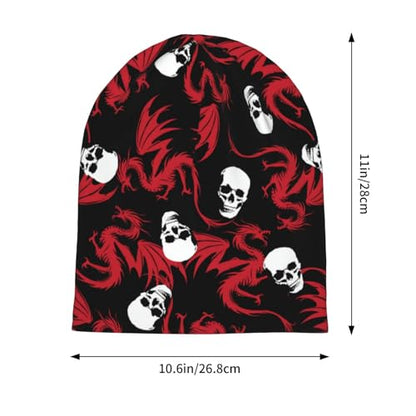 Slouchy Beanie Hat Skull Cap Chemo Headwear Baggy Hats for Men Women Running Cycling - color: Dragon Skull
