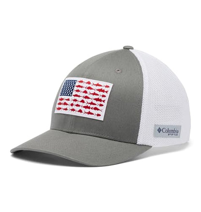 Columbia Unisex PFG Logo Mesh Ball Cap - color: Titanium/White, size: Large-X-Large