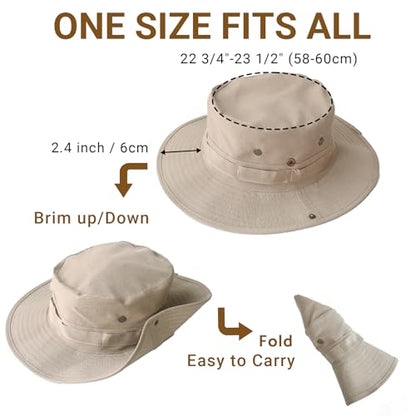 PFFY Sun Boonie Hats for Men UPF 50+ Bucket Hat for Fishing Safari Hunting - color: Pureblue