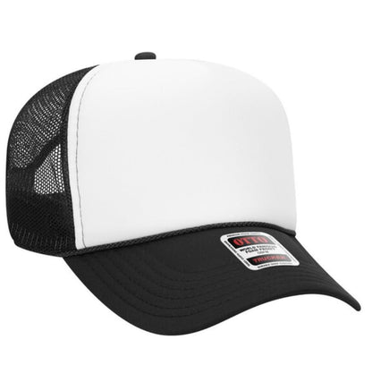 Otto Cap 5-Panel Mid Profile Mesh Back Trucker Hat, OS - color: Black/White
