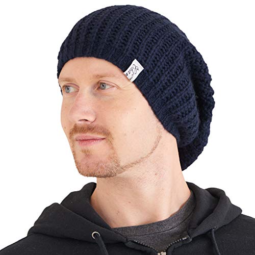 CHARM Oversized Winter Slouchy Knit Beanie - color: Navy