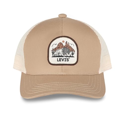 Levi's Men's Classic Style Logo Trucker Hat - Adjustable Lightweight - color: Khaki