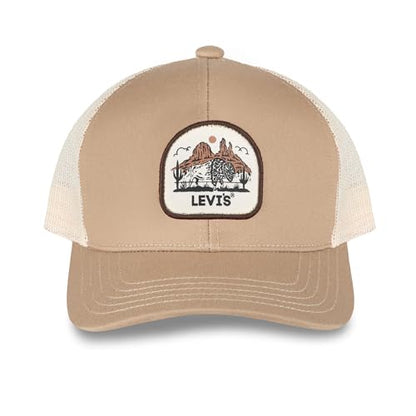 Levi's Men's Classic Style Logo Trucker Hat - Adjustable Lightweight - color: Khaki