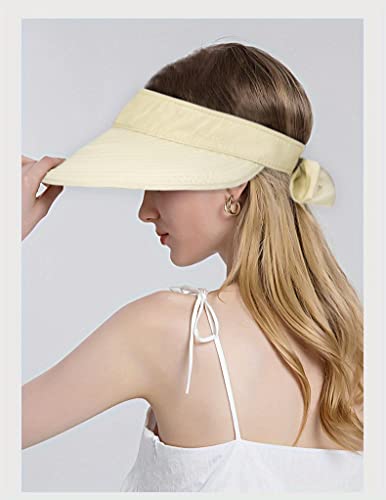 Womens Large Brim Sun Hat Uv Protection 2 in 1 Zip-Off Sun Protection Visor Beach Hat Packbale Foldable - color: Beige