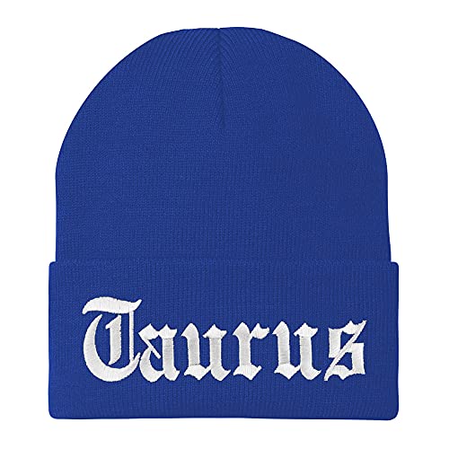 Trendy Apparel Shop Taurus Old English Embroidered Long Cuff Beanie - color: Royal