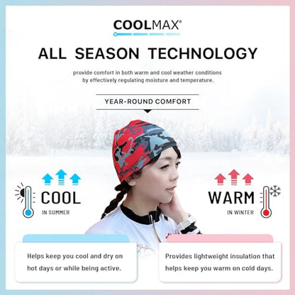 PAX Beanie Cycling Skull Caps, Camo Cooling Helmet Liner, Sweat Breathable Moisture Wicking Running Hat for Outdoor Sport. - color: Camo Red