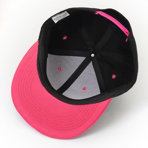 Snapback Hat Flat Bill Visor Hats Adjustable Hip Hop Baseball Cap for Women Men - color: Black Rose Red
