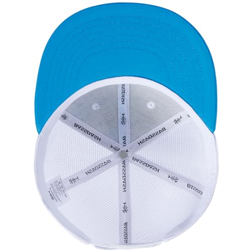 BASSDASH Flat Brim Trucker Cap Adjustable Snapback Hat Mesh Back for Men Women - color: Blue Ink Camo
