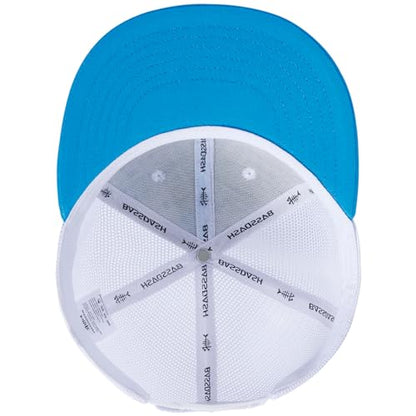 BASSDASH Flat Brim Trucker Cap Adjustable Snapback Hat Mesh Back for Men Women - color: Blue Ink Camo