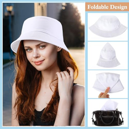 Mepase Bucket Hat Bulk, Cotton Summer Cap Summer Solid Color Beach Getaway Fisherman's Hat for Women Men - size: Medium