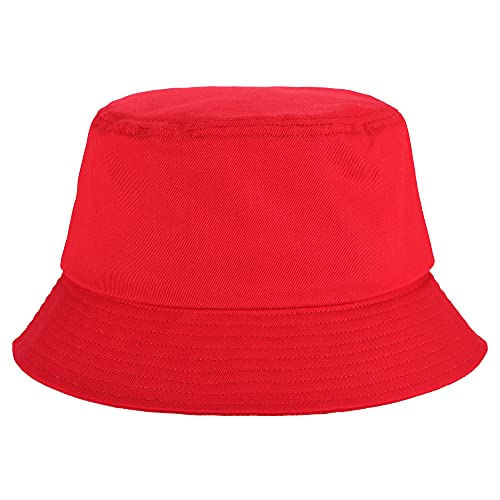 Umeepar Unisex 2 Pack Cotton Bucket Hat Packable Sun Hat for Men Women - color: White +Red