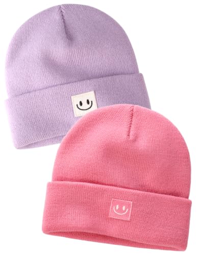 FURTALK Baby Beanie Toddler Winter Hat Boys Girls Kids Warm Knitted Cap - color: Purple+dark Pink, size: 0-6 Months
