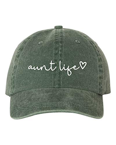 Aunt Life Script Heart Dad Hat Baseball Cap Adjustable New - color: Dark Green Pigment