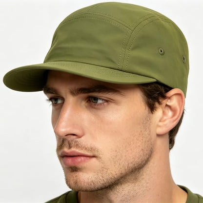 COOLSOME 5 Panels Hat Basic Daily Wear Breathable Quick Dry Cap - color: Green/M Size