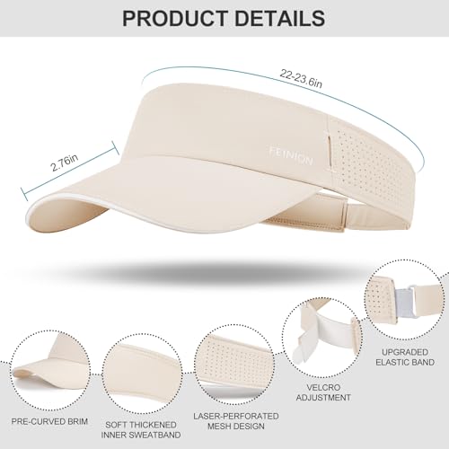 FEINION Women Stretchy Sun Visor with Sunglass Slot Baseball Hat - color: Beige