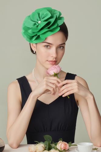 BABEYOND Fascinators Hats for Women Layered Flower Tea Party Derby Hats - color: Green