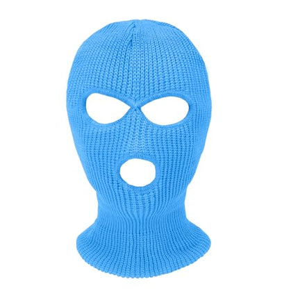 3 Hole Ski Mask, Knitted Balaclava Face Mask, Winter Full Face Mask Cover for Winter Outdoor Sports - color: Blue