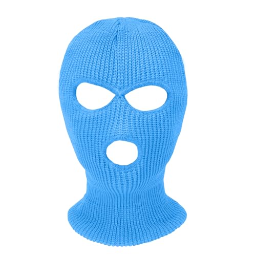 3 Hole Ski Mask, Knitted Balaclava Face Mask, Winter Full Face Mask Cover for Winter Outdoor Sports - color: Blue
