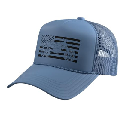 Dirt Bike Motocross Trucker Hat with Adjustable Mesh Back - color: Light Blue