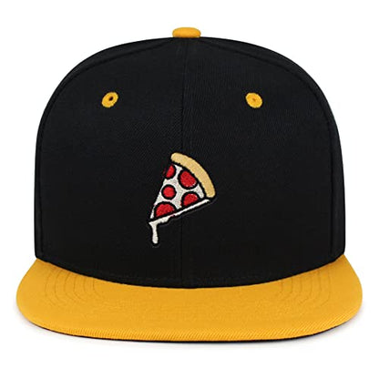 JPAK Pizza Hip-Hop Snapback Hat Embroidered Baseball Cap Foodie - color: 24. Black/Yellow