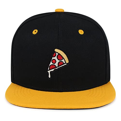 JPAK Pizza Hip-Hop Snapback Hat Embroidered Baseball Cap Foodie - color: 24. Black/Yellow
