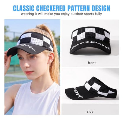 Sun Visor Hats, Wide Brim Sun Hats with UV Protection, Knitted Running Visors for Women - Ponytail Friendly, Quick Drying - color: 6pc-2