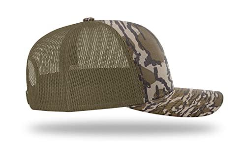 Richardson 112 Trucker Hat - Premium Blank Baseball Cap, Adjustable Snapback Hat - Structured Six Panel Richardson Blank Hats - color: Bottomland Camo/Loden