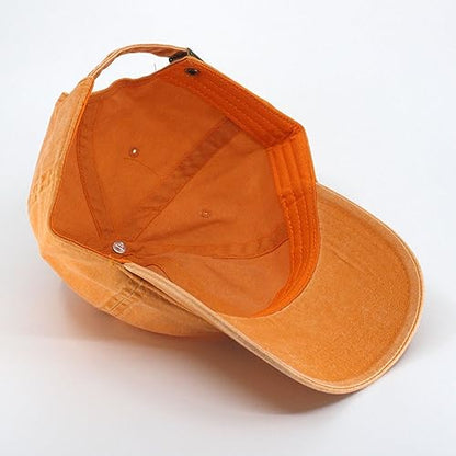 Classic Blank Dad Hat Cotton Adjustable Strap Baseball Cap - color: Pumpkin Orange Washed