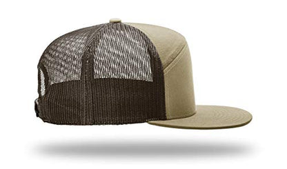 Seven-Panel Trucker Richardson Leather Patch Cap - color: Pale Khaki/Brown, size: One Size