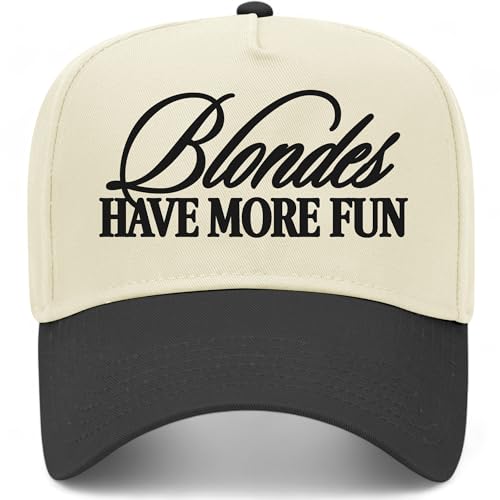 Blondes Have More Fun Vintage Trucker Hat | Funny Premium Snapback Baseball Hat for Men & Women - color: Black/Natural