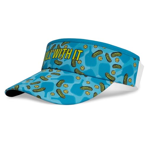 Headsweats Unisex Adult Lightweight Performance Running Sun Visor - color: Blue/Dill With It