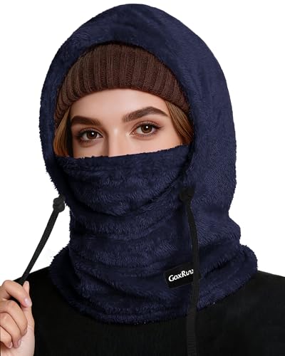 Ski Mask Fleece Balaclava, Winter Face Mask Windproof Neck Cover Warmer Hat Hood for Men Women - color: Navy