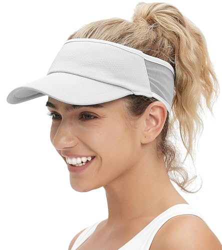 Sun Visor Hats Lightweight Stretchy for Running Tennis Golf - color: White