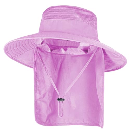 ZOORON Sun Hats for Men Women with Neck Flap Fishing UPF 50+ UV Protection - color: Purple