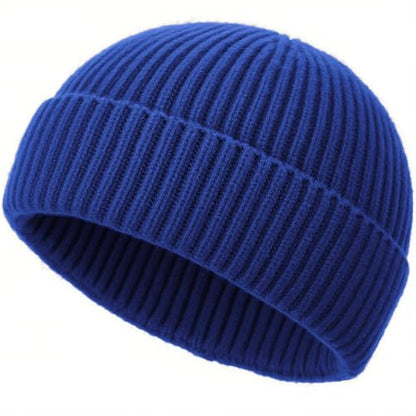 Wool Fisherman Beanies for Men Knit Fall Winter Beanie Hat Skull Cap - color: Royal Blue