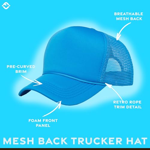 Funky Junque Blank Mesh Foam Lightweight Snapback Trucker Hat - color: Aqua