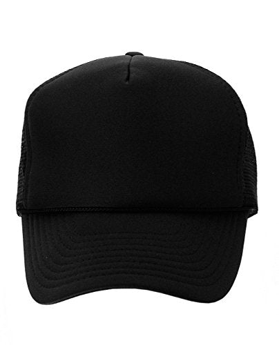 NYFASHION101 Plain Mesh Trucker Hat - Breathable 6-Panel Daily Snapback Cap, Customizable Ideal for DIY Embroidery & Patches - color: Black