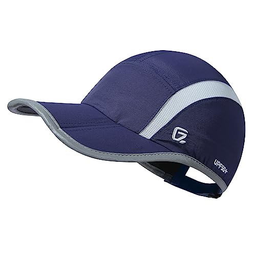 GADIEMKENSD Reflective Folding Outdoor Hat Unstructured Design UPF 50+ Sun Protection Sport Hats for Womens and Mens - color: Navy, size: 6 1/2-7