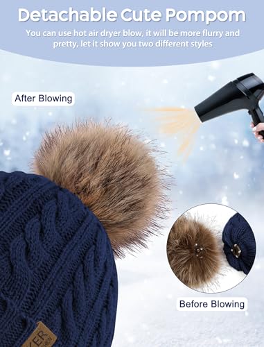 Kids Winter Hat Gloves Scarf Set, Boys and Girls Beanie Hat - color: Navy Blue