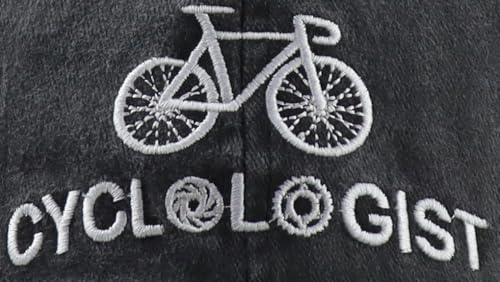 Cyclist Hat for Men Women, Classic Adjustable Cotton Cycologist Embroidered Baseball Cap - color: Black