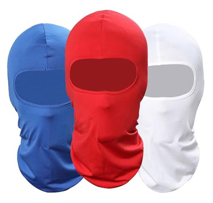 Pack of 3 Ski Mask Bandana Face Hat for Outdoor Airsoft Motorcycle Hood Helmet Balaclavas Headwear - color: Redwhiteblue