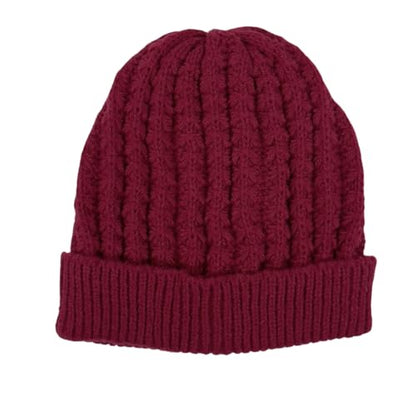 Humble Hilo Knit Hats Beanies for Women Winter Pom Beanie Men or Women Beanies Cable Knit Beanie - color: Dark Red